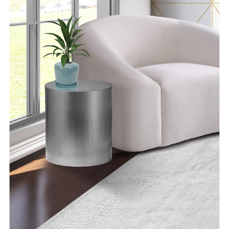 Meridian Cylinder Brushed Chrome End Table IMAGE 4