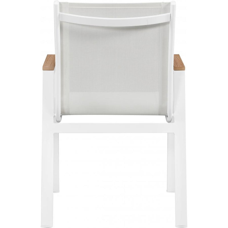 Meridian Nizuc White Mesh Water Resistant Fabric Outdoor Patio Aluminum Mesh Dining Arm Chair IMAGE 4