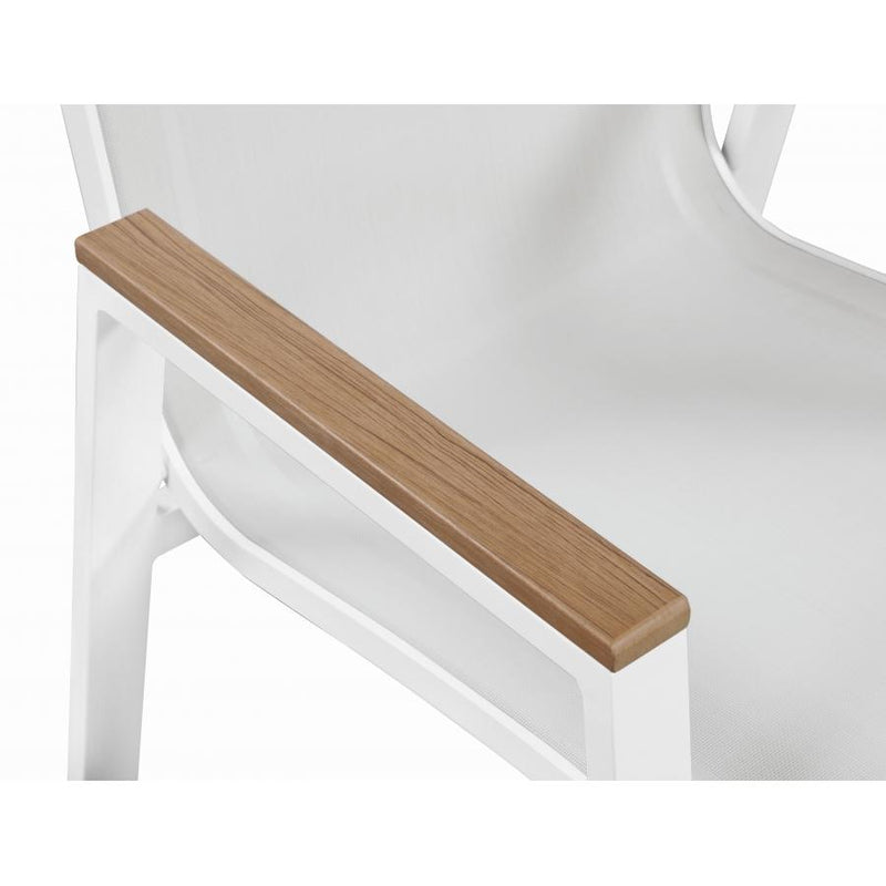 Meridian Nizuc White Mesh Water Resistant Fabric Outdoor Patio Aluminum Mesh Dining Arm Chair IMAGE 5