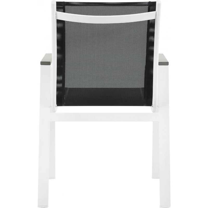 Meridian Nizuc Black Mesh Water Resistant Fabric Outdoor Patio Aluminum Mesh Dining Arm Chair IMAGE 4