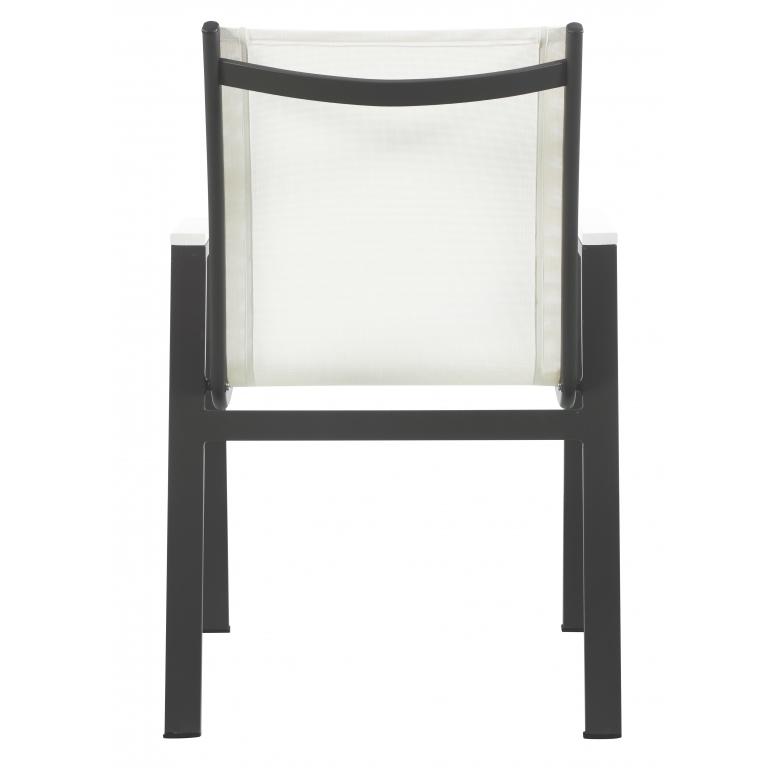 Meridian Nizuc White Mesh Water Resistant Fabric Outdoor Patio Aluminum Mesh Dining Arm Chair IMAGE 4