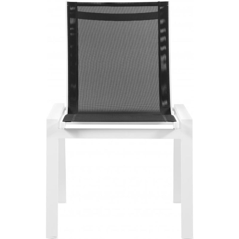 Meridian Nizuc Black Mesh Water Resistant Fabric Outdoor Patio Aluminum Mesh Dining Chair IMAGE 2