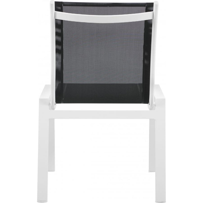 Meridian Nizuc Black Mesh Water Resistant Fabric Outdoor Patio Aluminum Mesh Dining Chair IMAGE 4