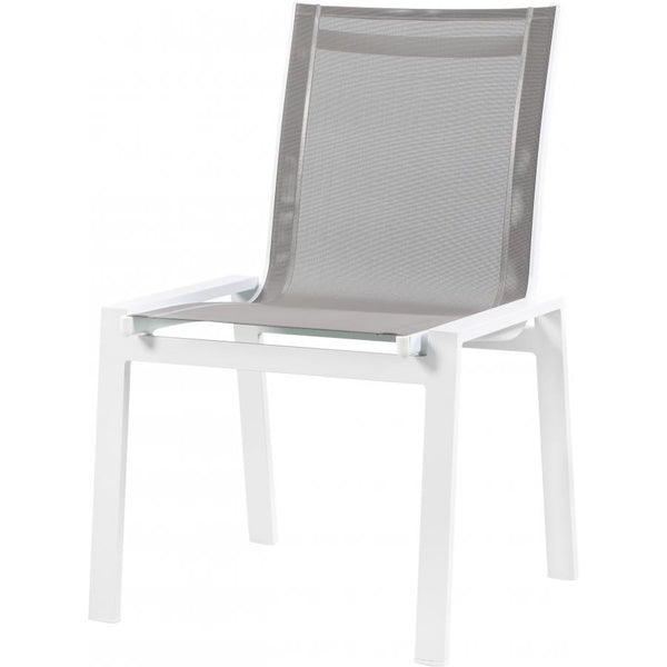 Meridian Nizuc Grey Mesh Water Resistant Fabric Outdoor Patio Aluminum Mesh Dining Chair IMAGE 1