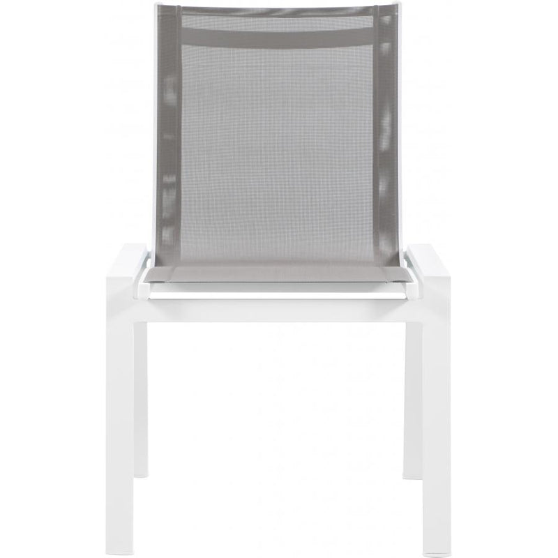 Meridian Nizuc Grey Mesh Water Resistant Fabric Outdoor Patio Aluminum Mesh Dining Chair IMAGE 2