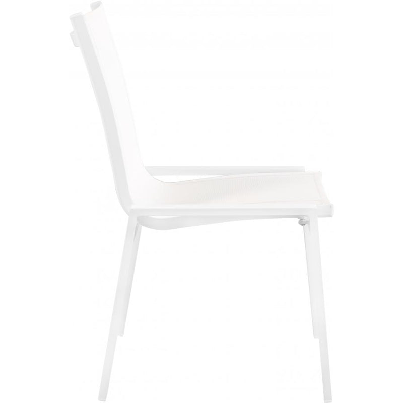 Meridian Nizuc White Mesh Water Resistant Fabric Outdoor Patio Aluminum Mesh Dining Chair IMAGE 3