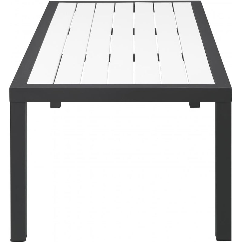 Meridian Nizuc White Wood Look Accent Paneling Outdoor Patio Aluminum Coffee Table IMAGE 3