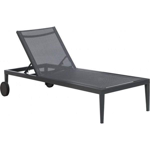 Meridian Nizuc Black Mesh Water Resistant Fabric Outdoor Patio Aluminum Mesh Chaise Lounge Chair IMAGE 1