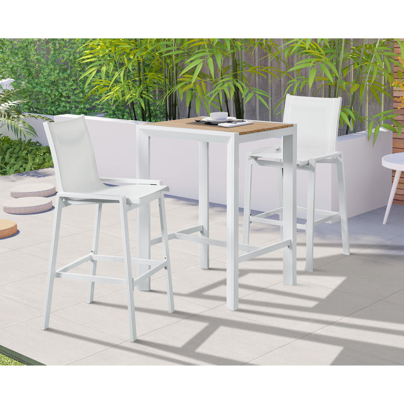 Meridian Nizuc Brown Wood Look Accent Paneling Outdoor Patio Aluminum Square Bar Table IMAGE 2