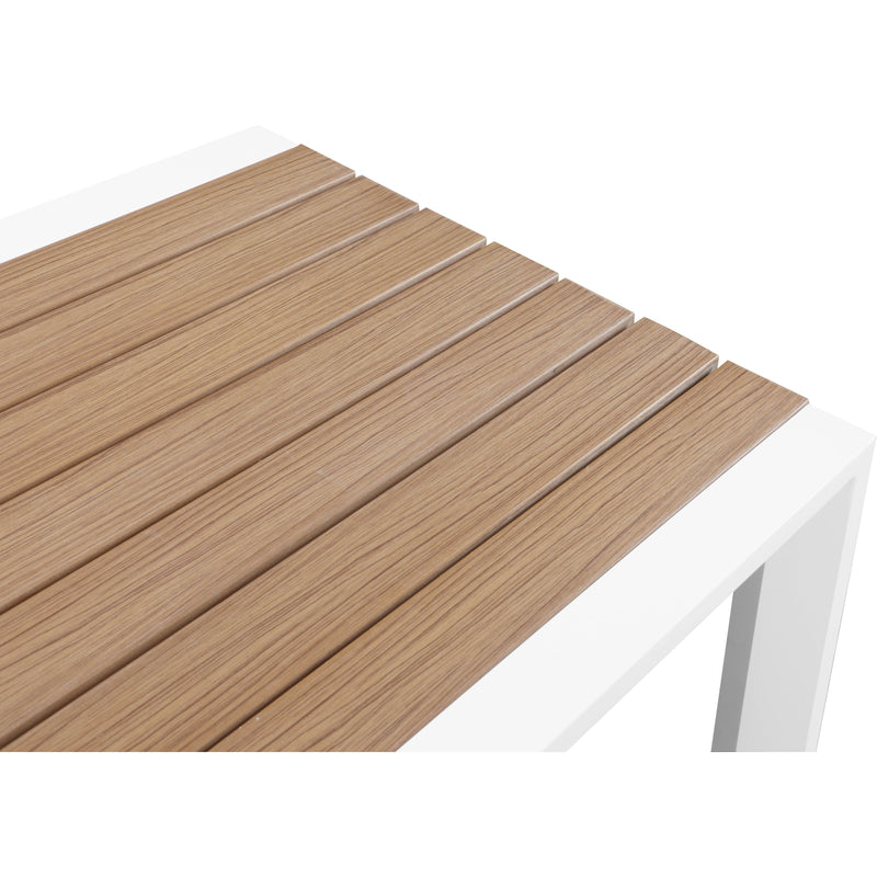Meridian Nizuc Brown Wood Look Accent Paneling Outdoor Patio Aluminum Square Bar Table IMAGE 5
