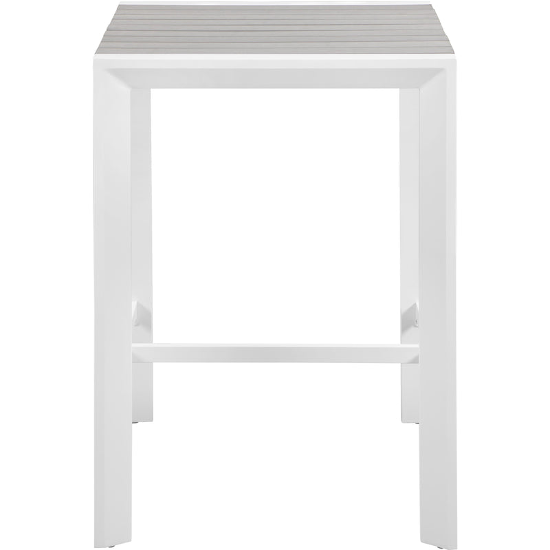 Meridian Nizuc Grey Wood Look Accent Paneling Outdoor Patio Aluminum Square Bar Table IMAGE 4