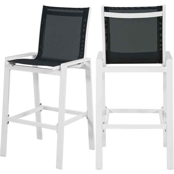 Meridian Nizuc Black Mesh Water Resistant Fabric Outdoor Patio Aluminum Mesh Barstool IMAGE 1