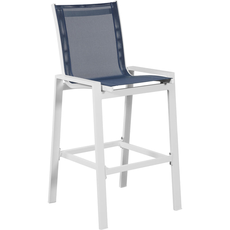 Meridian Nizuc Navy Mesh Water Resistant Fabric Outdoor Patio Aluminum Mesh Barstool IMAGE 6