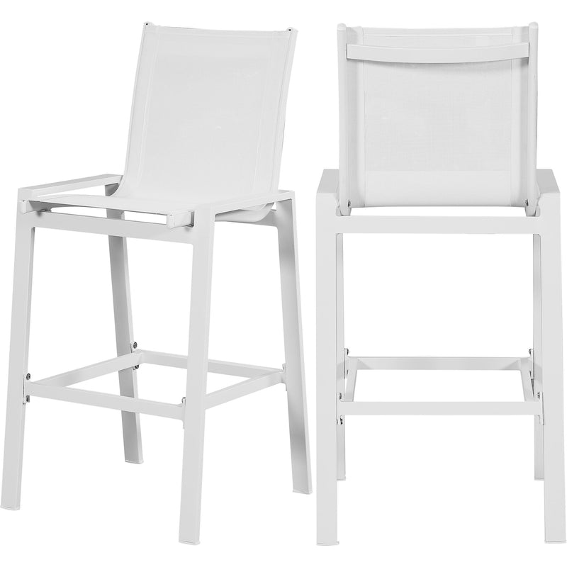 Meridian Nizuc White Mesh Water Resistant Fabric Outdoor Patio Aluminum Mesh Barstool IMAGE 1