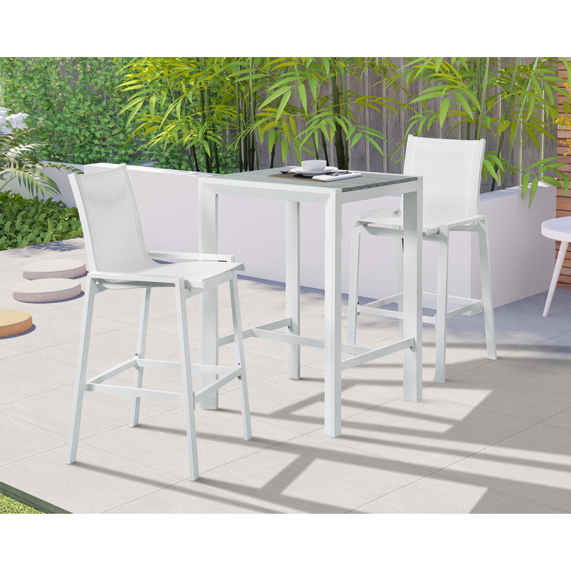 Meridian Nizuc White Mesh Water Resistant Fabric Outdoor Patio Aluminum Mesh Barstool IMAGE 2