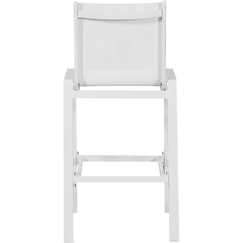 Meridian Nizuc White Mesh Water Resistant Fabric Outdoor Patio Aluminum Mesh Barstool IMAGE 3