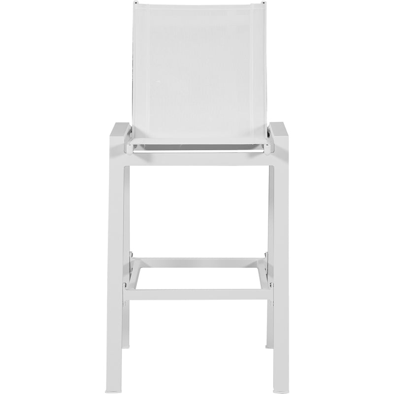 Meridian Nizuc White Mesh Water Resistant Fabric Outdoor Patio Aluminum Mesh Barstool IMAGE 4