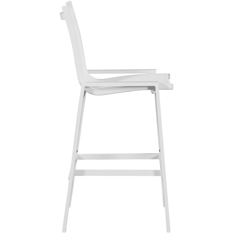 Meridian Nizuc White Mesh Water Resistant Fabric Outdoor Patio Aluminum Mesh Barstool IMAGE 5