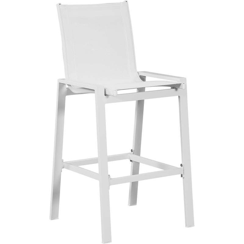 Meridian Nizuc White Mesh Water Resistant Fabric Outdoor Patio Aluminum Mesh Barstool IMAGE 6