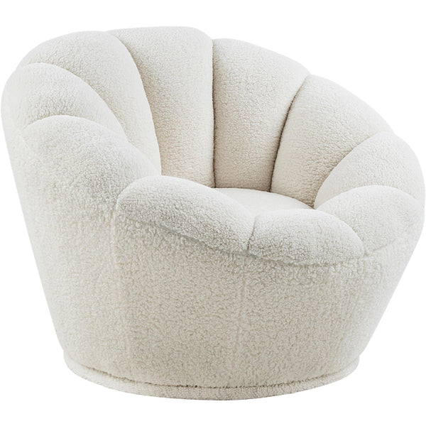 Meridian Dream White Faux Sheepskin Fur Accent Chair IMAGE 1