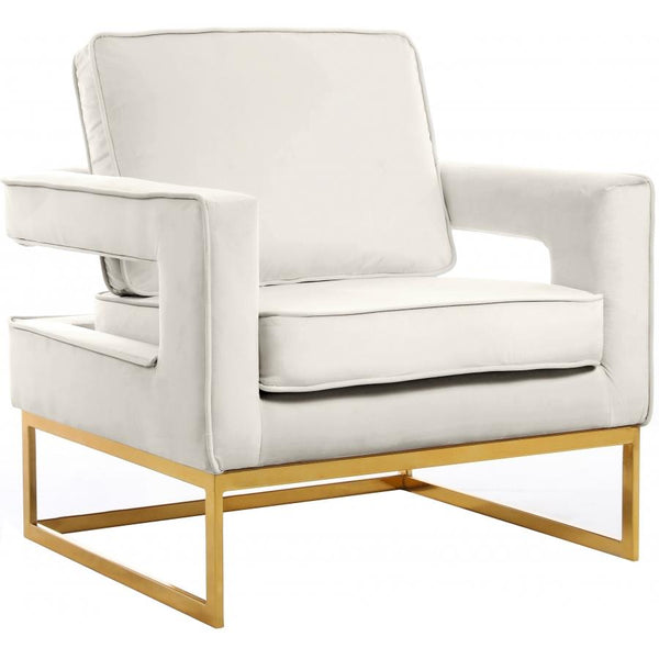 Meridian Noah Cream Velvet Accent Chair IMAGE 1