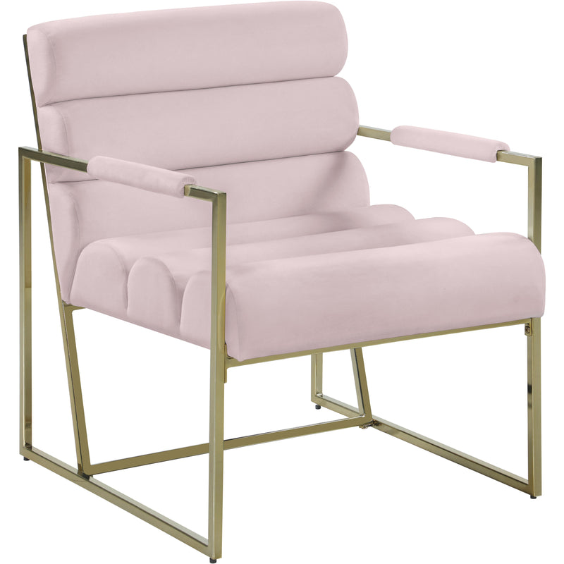 Meridian Wayne Pink Velvet Accent Chair IMAGE 1