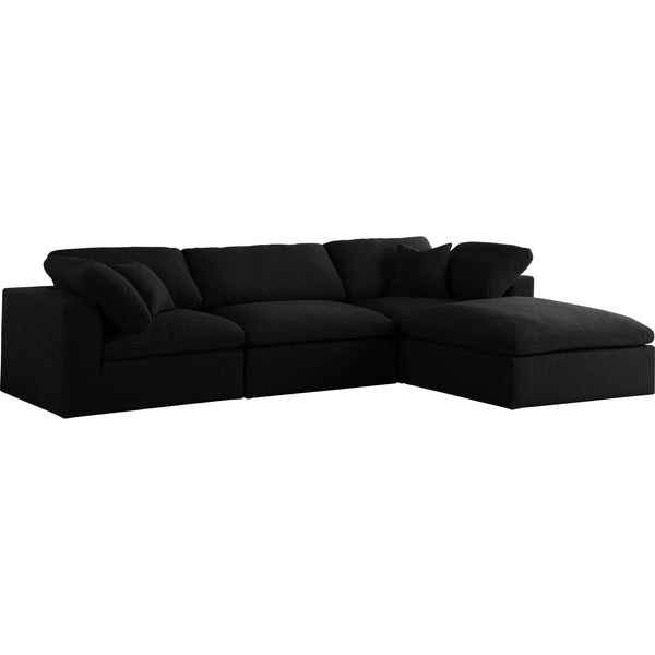 Meridian Serene Black Linen Textured Fabric Deluxe Comfort Modular Sectional IMAGE 1