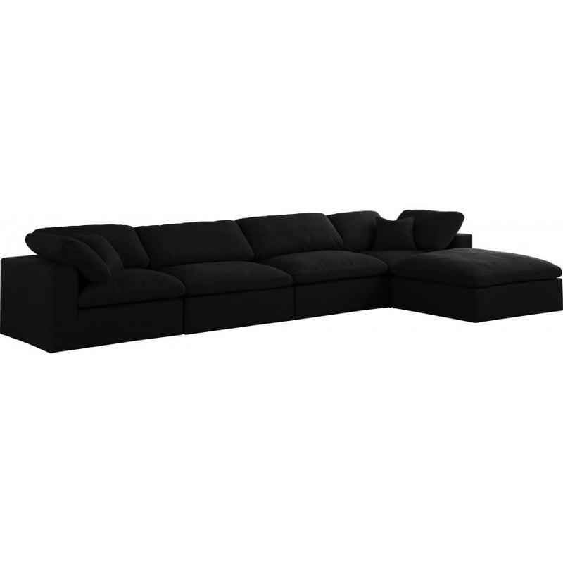 Meridian Serene Black Linen Textured Fabric Deluxe Comfort Modular Sectional IMAGE 1