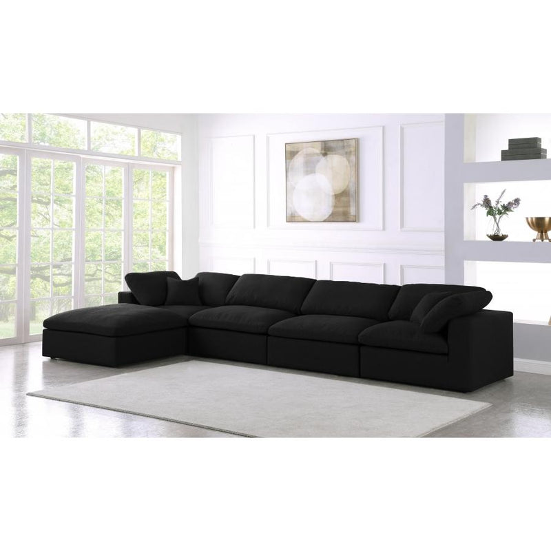 Meridian Serene Black Linen Textured Fabric Deluxe Comfort Modular Sectional IMAGE 5