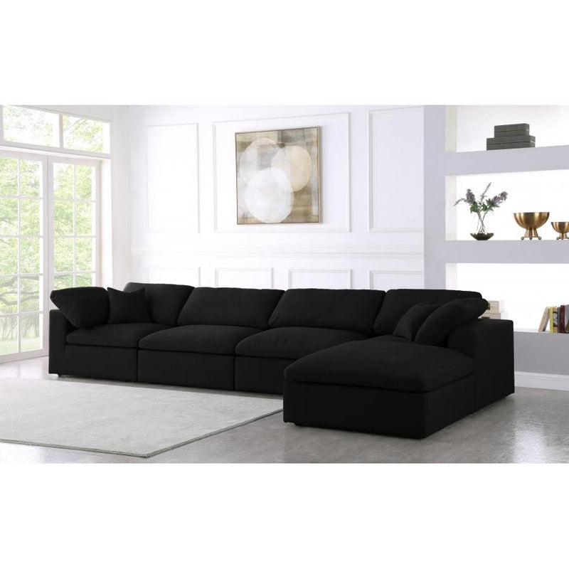 Meridian Serene Black Linen Textured Fabric Deluxe Comfort Modular Sectional IMAGE 6