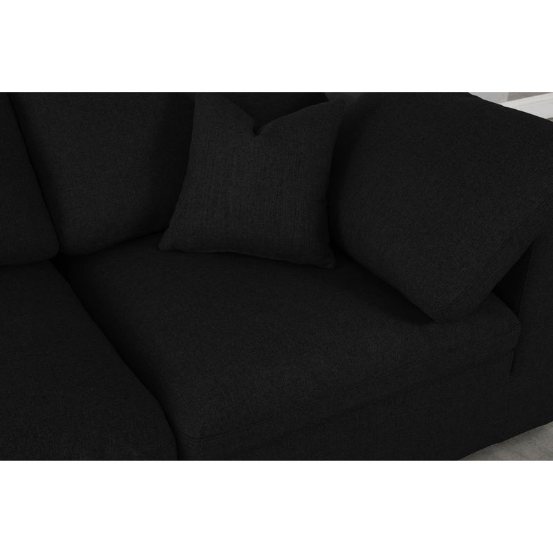 Meridian Serene Black Linen Textured Fabric Deluxe Comfort Modular Sectional IMAGE 7