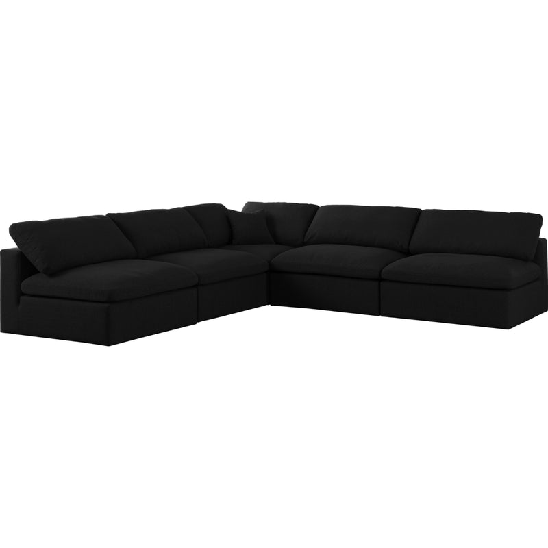 Meridian Serene Black Linen Textured Fabric Deluxe Comfort Modular Sectional IMAGE 1