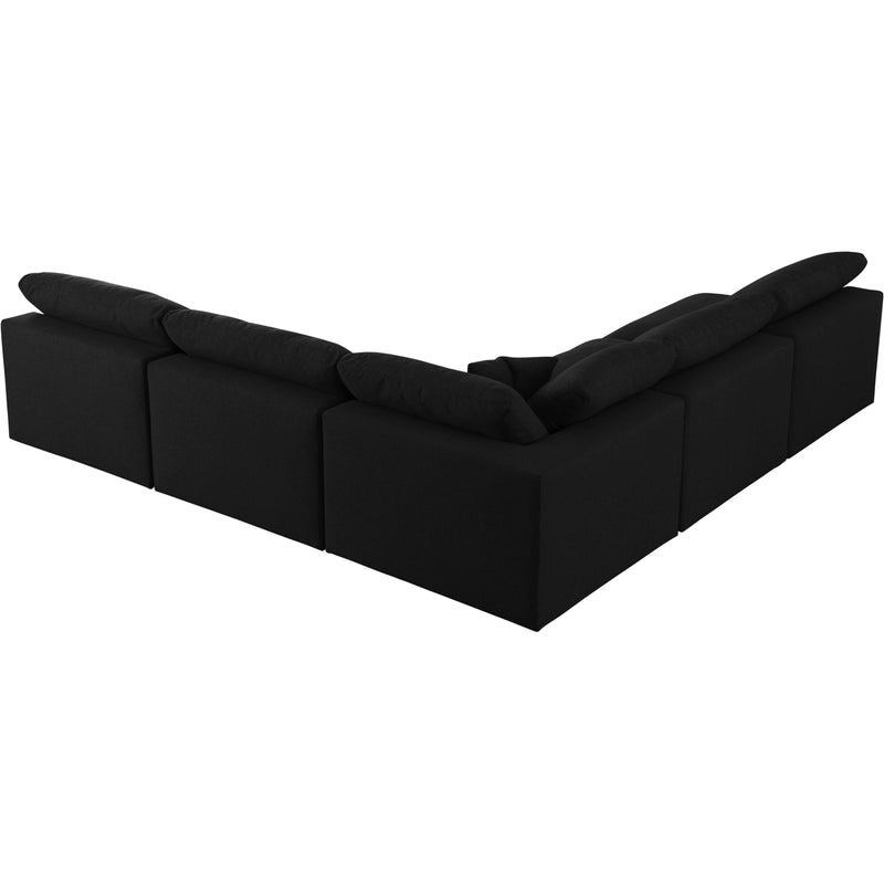 Meridian Serene Black Linen Textured Fabric Deluxe Comfort Modular Sectional IMAGE 2