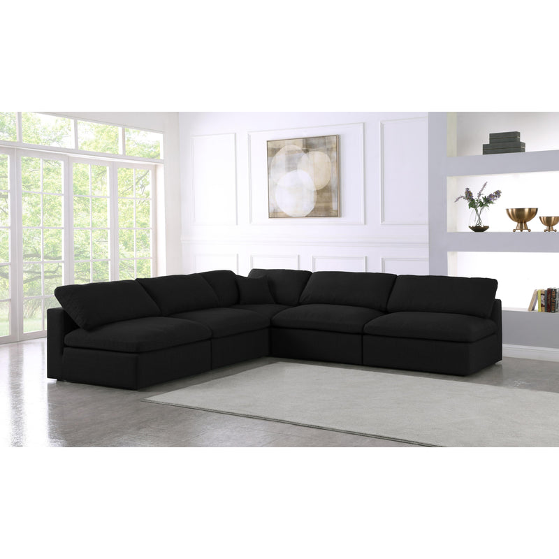 Meridian Serene Black Linen Textured Fabric Deluxe Comfort Modular Sectional IMAGE 3