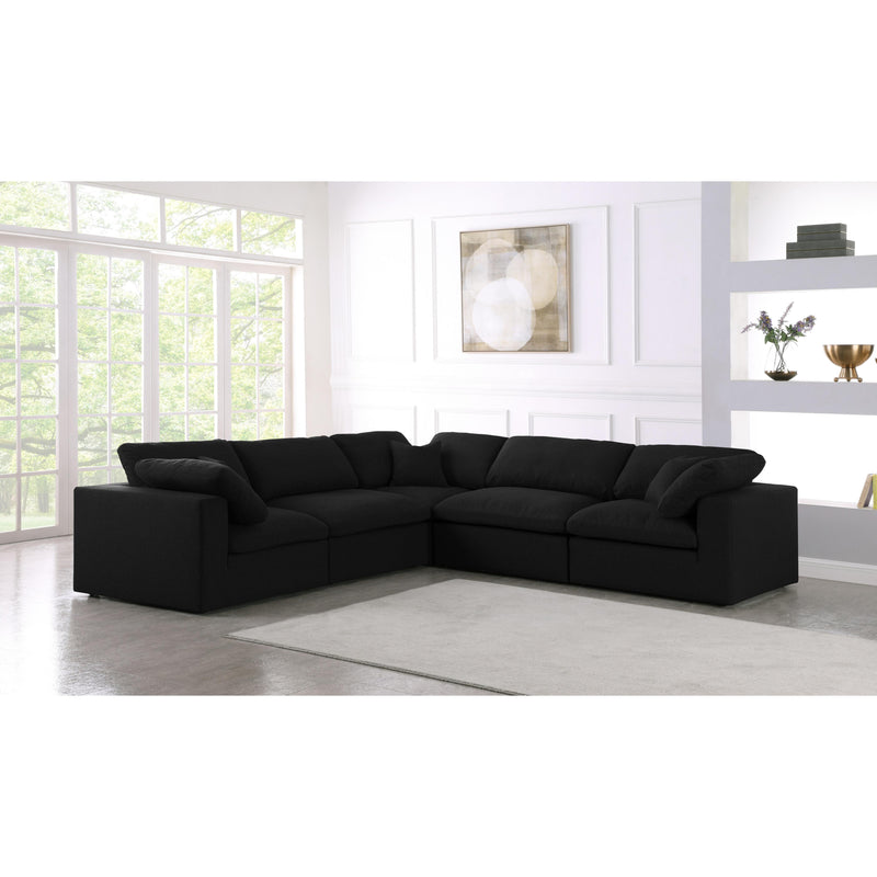 Meridian Serene Black Linen Textured Fabric Deluxe Comfort Modular Sectional IMAGE 3