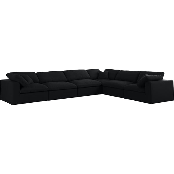 Meridian Serene Black Linen Textured Fabric Deluxe Comfort Modular Sectional IMAGE 1