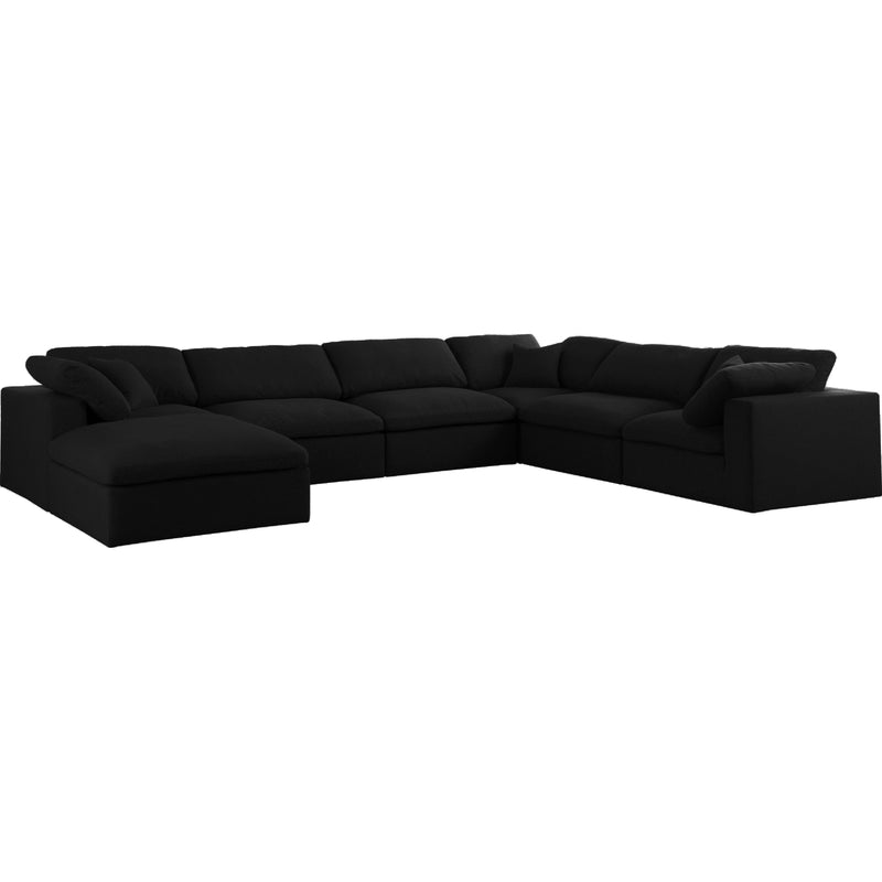 Meridian Serene Black Linen Textured Fabric Deluxe Comfort Modular Sectional IMAGE 1