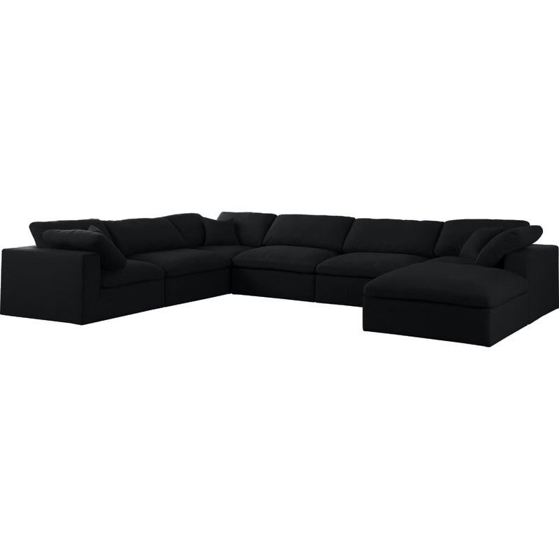 Meridian Serene Black Linen Textured Fabric Deluxe Comfort Modular Sectional IMAGE 2