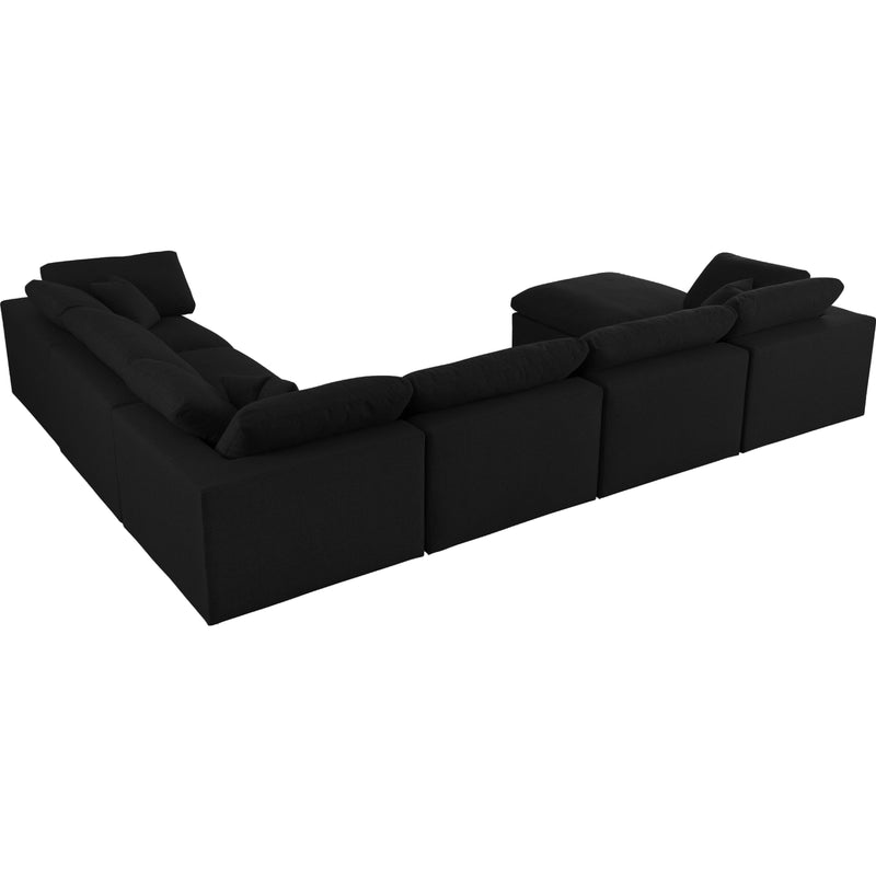 Meridian Serene Black Linen Textured Fabric Deluxe Comfort Modular Sectional IMAGE 3