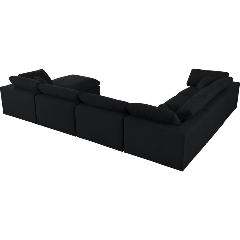 Meridian Serene Black Linen Textured Fabric Deluxe Comfort Modular Sectional IMAGE 4