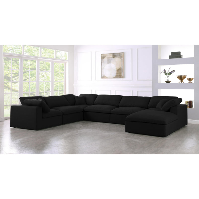 Meridian Serene Black Linen Textured Fabric Deluxe Comfort Modular Sectional IMAGE 5