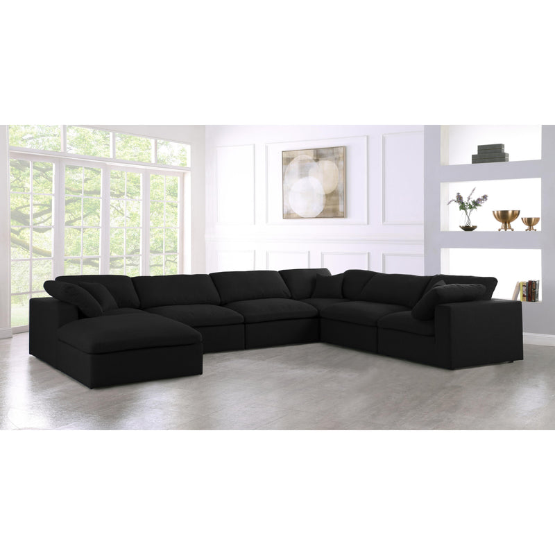 Meridian Serene Black Linen Textured Fabric Deluxe Comfort Modular Sectional IMAGE 6