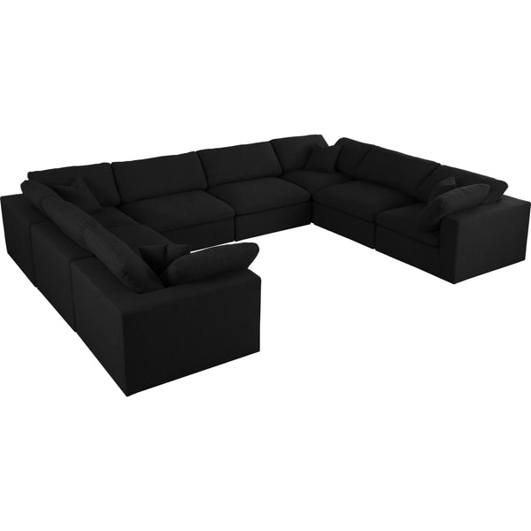 Meridian Serene Black Linen Textured Fabric Deluxe Comfort Modular Sectional IMAGE 1