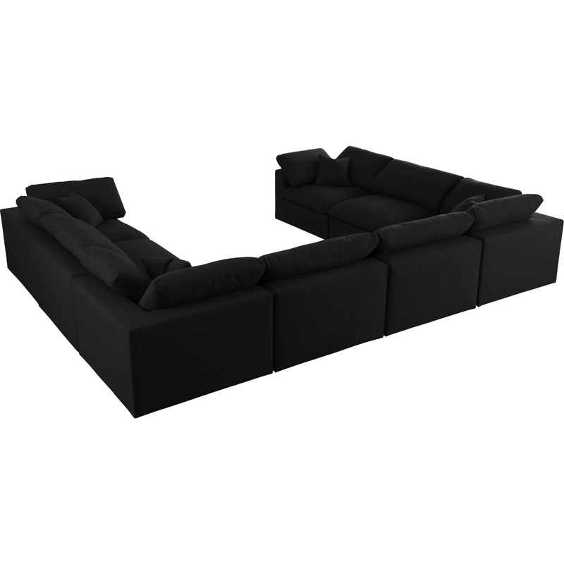 Meridian Serene Black Linen Textured Fabric Deluxe Comfort Modular Sectional IMAGE 2