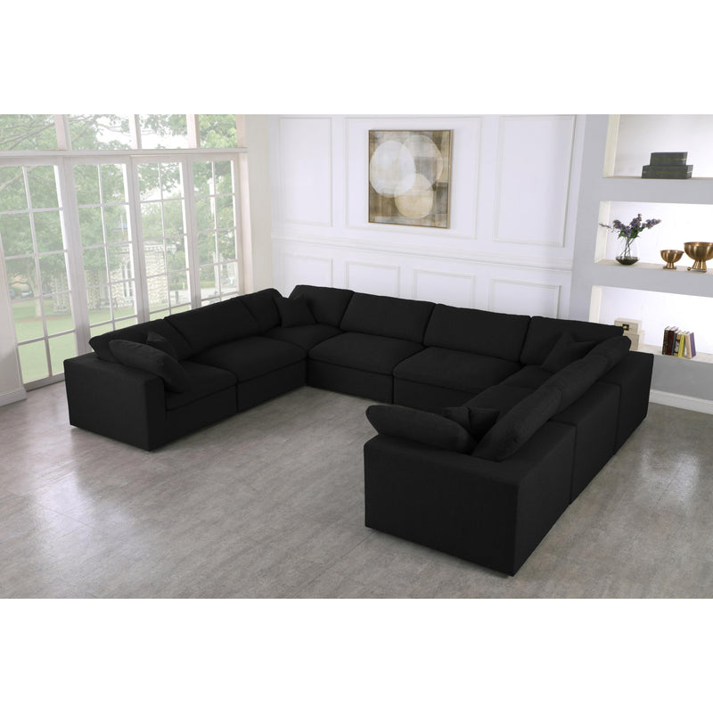 Meridian Serene Black Linen Textured Fabric Deluxe Comfort Modular Sectional IMAGE 5