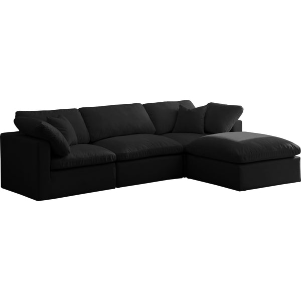 Meridian Plush Black Velvet Standard Comfort Modular Sectional IMAGE 1