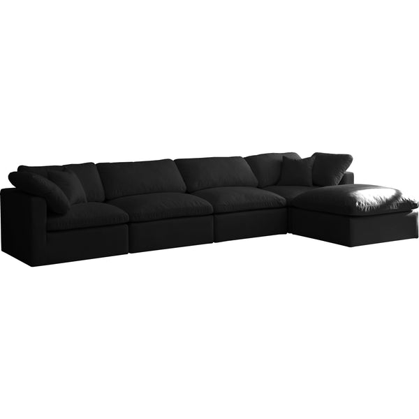 Meridian Plush Black Velvet Standard Comfort Modular Sectional IMAGE 1