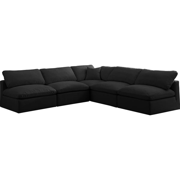 Meridian Plush Black Velvet Standard Comfort Modular Sectional IMAGE 1