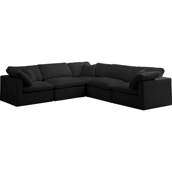 Meridian Plush Black Velvet Standard Comfort Modular Sectional IMAGE 1