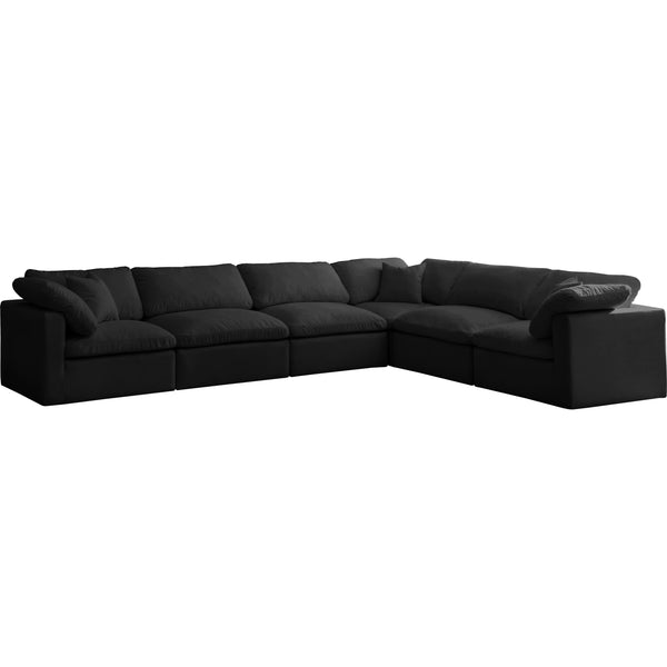 Meridian Plush Black Velvet Standard Comfort Modular Sectional IMAGE 1